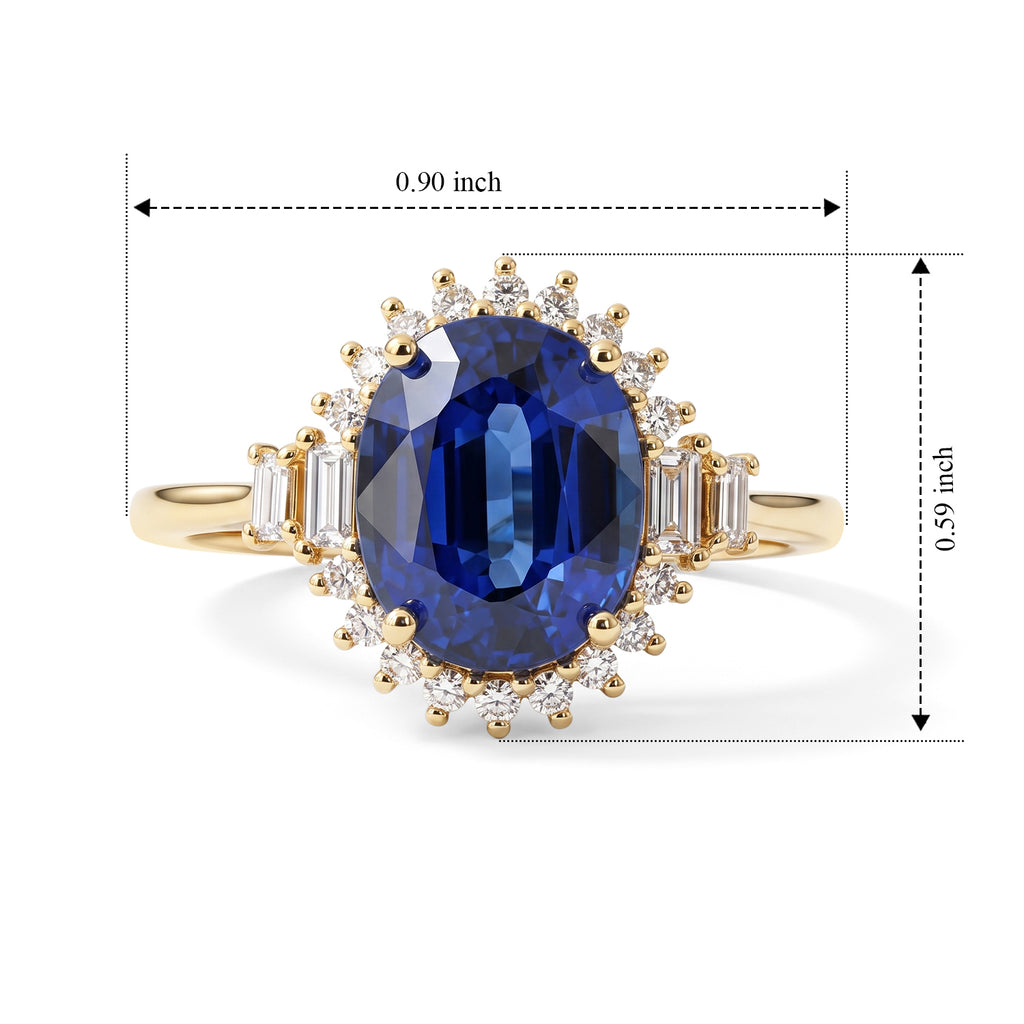 9K Yellow Gold AAA Kyanite & Lab Grown Diamond (SI) Halo Ring 3.75 Ct._8719657_5