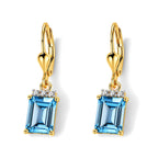 D'Joy - Swiss Blue Topaz & White Zircon Earring with Lever Back in Yellow Gold Plated Sterling Silver 3.80 Ct._8719667