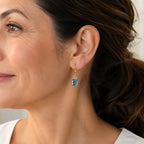 D'Joy - Swiss Blue Topaz & White Zircon Earring with Lever Back in Yellow Gold Plated Sterling Silver 3.80 Ct._8719667_1