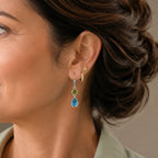 D'Joy - Swiss Blue Topaz & Peridot Dangling Earring with Lever Back in Platinum Overlay Sterling Silver 2.30 Ct._8719669_2