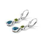 D'Joy - Swiss Blue Topaz & Peridot Dangling Earring with Lever Back in Platinum Overlay Sterling Silver 2.30 Ct._8719669_3