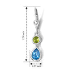 D'Joy - Swiss Blue Topaz & Peridot Dangling Earring with Lever Back in Platinum Overlay Sterling Silver 2.30 Ct._8719669_4