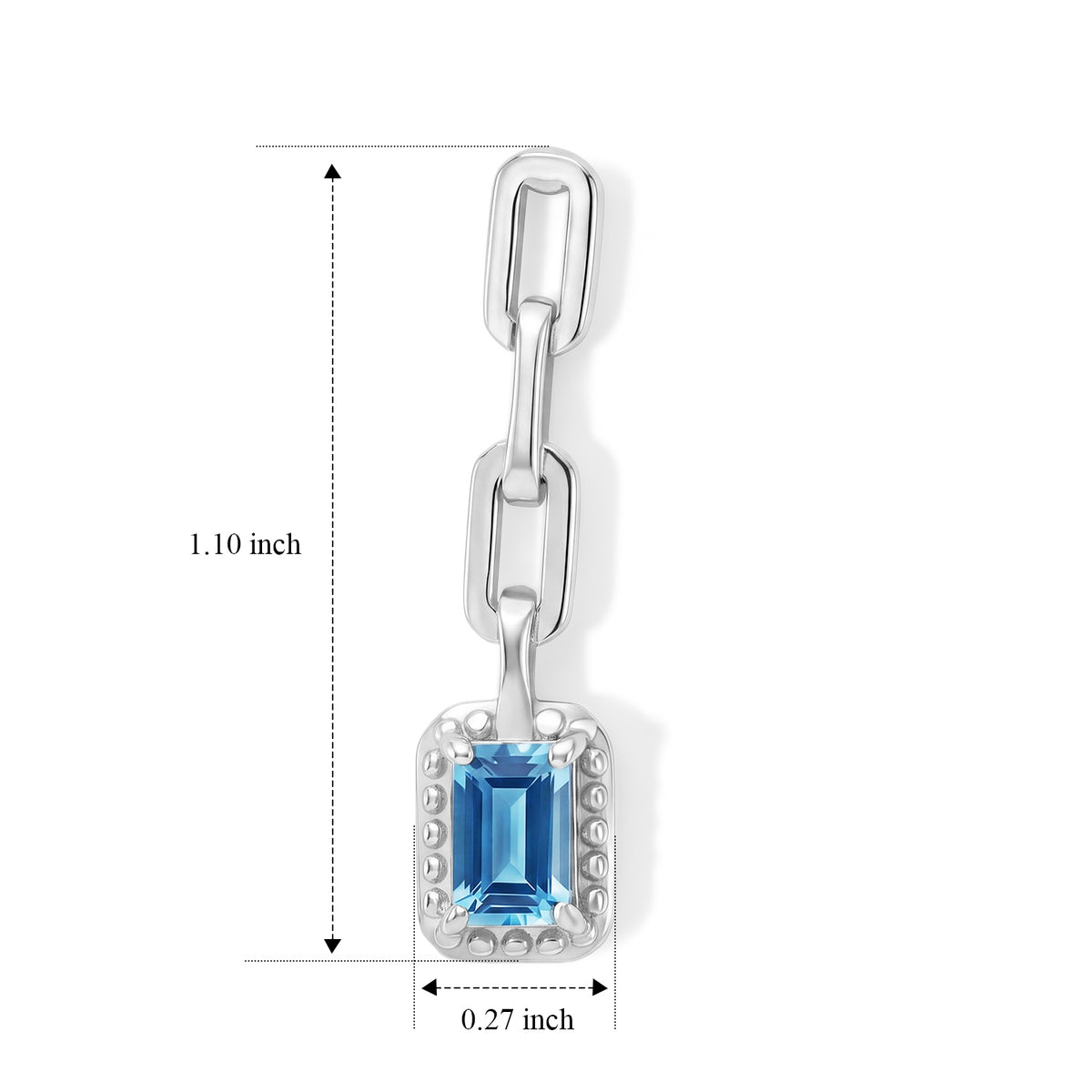 D'Joy - Swiss Blue Topaz Dangling Earring with Push Post in Platinum Overlay Sterling Silver 1.45 Ct. V32578417 5