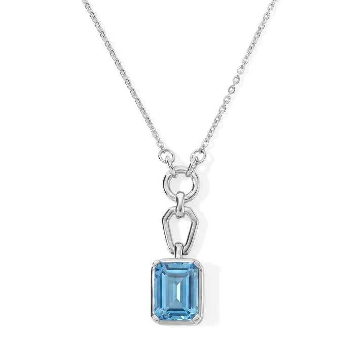 D'Joy - Swiss Blue Topaz Solitaire Drop Necklace (Size - 20) in Platinum Overlay Sterling Silver 1.70 Ct. 8719739 1