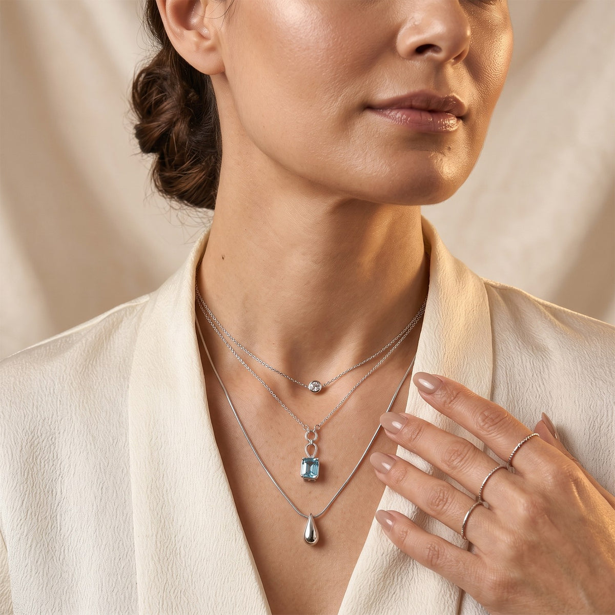D'Joy - Swiss Blue Topaz Solitaire Drop Necklace (Size - 20) in Platinum Overlay Sterling Silver 1.70 Ct. 8719739 3
