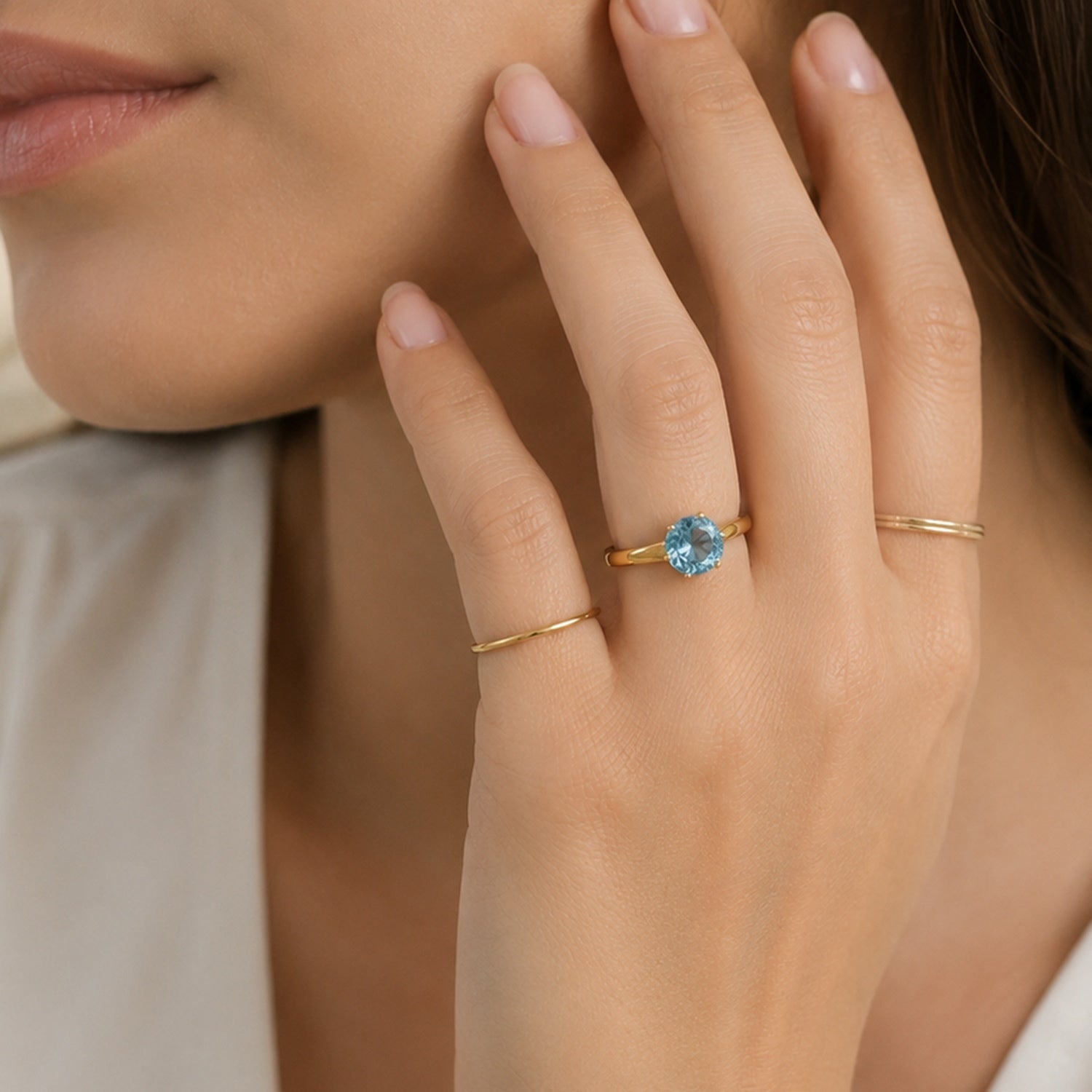 D'Joy - Swiss Blue Topaz Solitaire Ring in Yellow Gold Plated Sterling Silver 2.40 Ct. 8719816 0