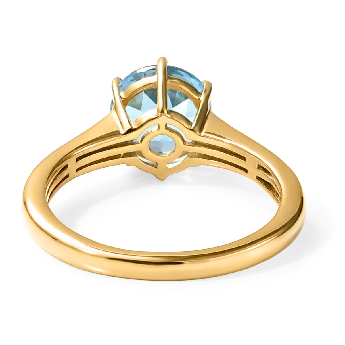 D'Joy - Swiss Blue Topaz Solitaire Ring in Yellow Gold Plated Sterling Silver 2.40 Ct. 8719816 4