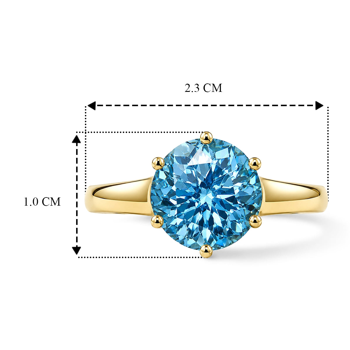 D'Joy - Swiss Blue Topaz Solitaire Ring in Yellow Gold Plated Sterling Silver 2.40 Ct. 8719816 5