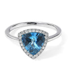 Luxuriant Swiss Blue Topaz, Lab Grown Diamond Main Stone With Side Stone Ring in Rhodium OverlaySterling Silver  3.084  Ct._8719845