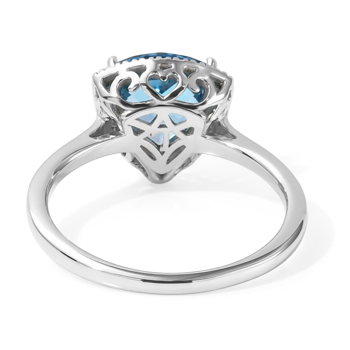 Swiss Blue Topaz &amp; Lab Grown Diamond (SI-G-H) Halo Ring in Rhodium Overlay Sterling Silver 3.08 Ct. 8719845 3