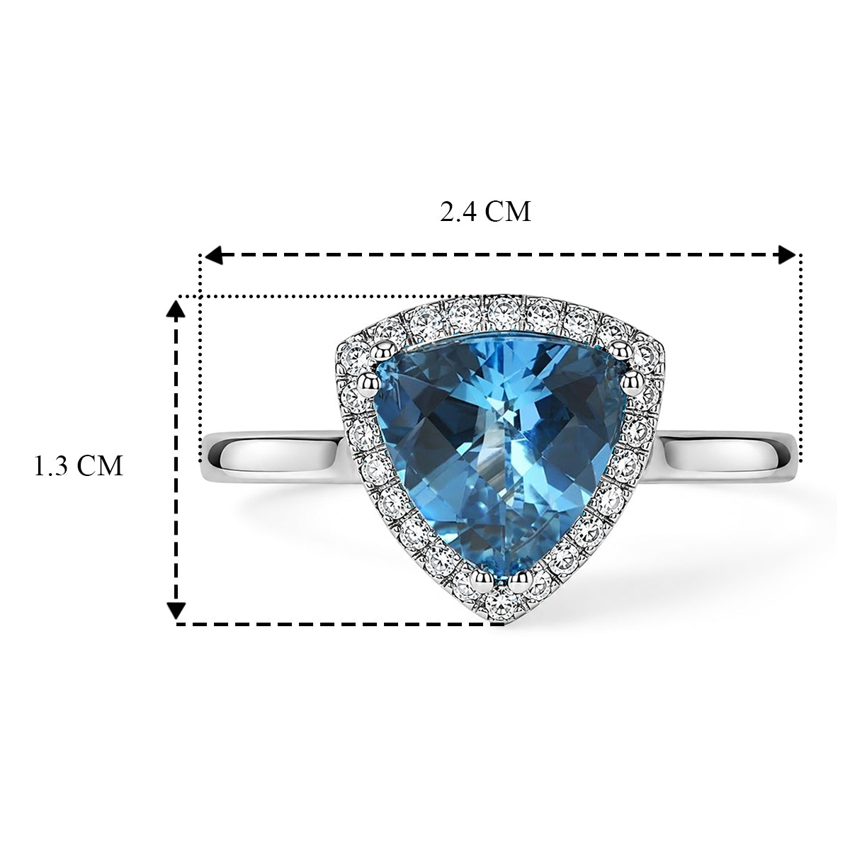 Swiss Blue Topaz &amp; Lab Grown Diamond (SI-G-H) Halo Ring in Rhodium Overlay Sterling Silver 3.08 Ct. 8719845 5