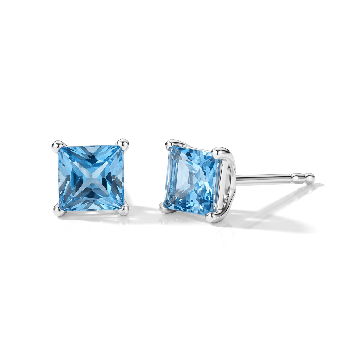 D'Joy - Swiss Blue Topaz Solitaire Stud Earring with Push Post in Platinum Overlay Sterling Silver 1.32 Ct. V32604188 0
