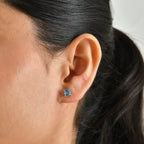 D'Joy - Swiss Blue Topaz Solitaire Stud Earring with Push Post in Platinum Overlay Sterling Silver 1.32 Ct._8719855_1