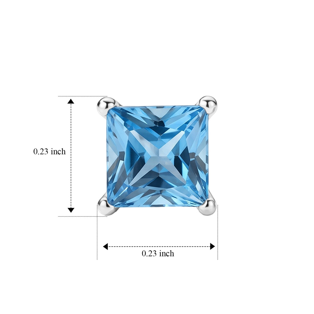 D'Joy - Swiss Blue Topaz Solitaire Stud Earring with Push Post in Platinum Overlay Sterling Silver 1.32 Ct._8719855_4