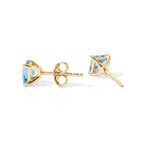 D'Joy - Swiss Blue Topaz Solitaire Stud Earring with Push Post in Yellow Gold Plated Sterling Silver 1.32 Ct._8719856_3