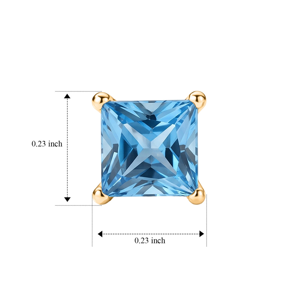 D'Joy - Swiss Blue Topaz Solitaire Stud Earring with Push Post in Yellow Gold Plated Sterling Silver 1.32 Ct._8719856_4