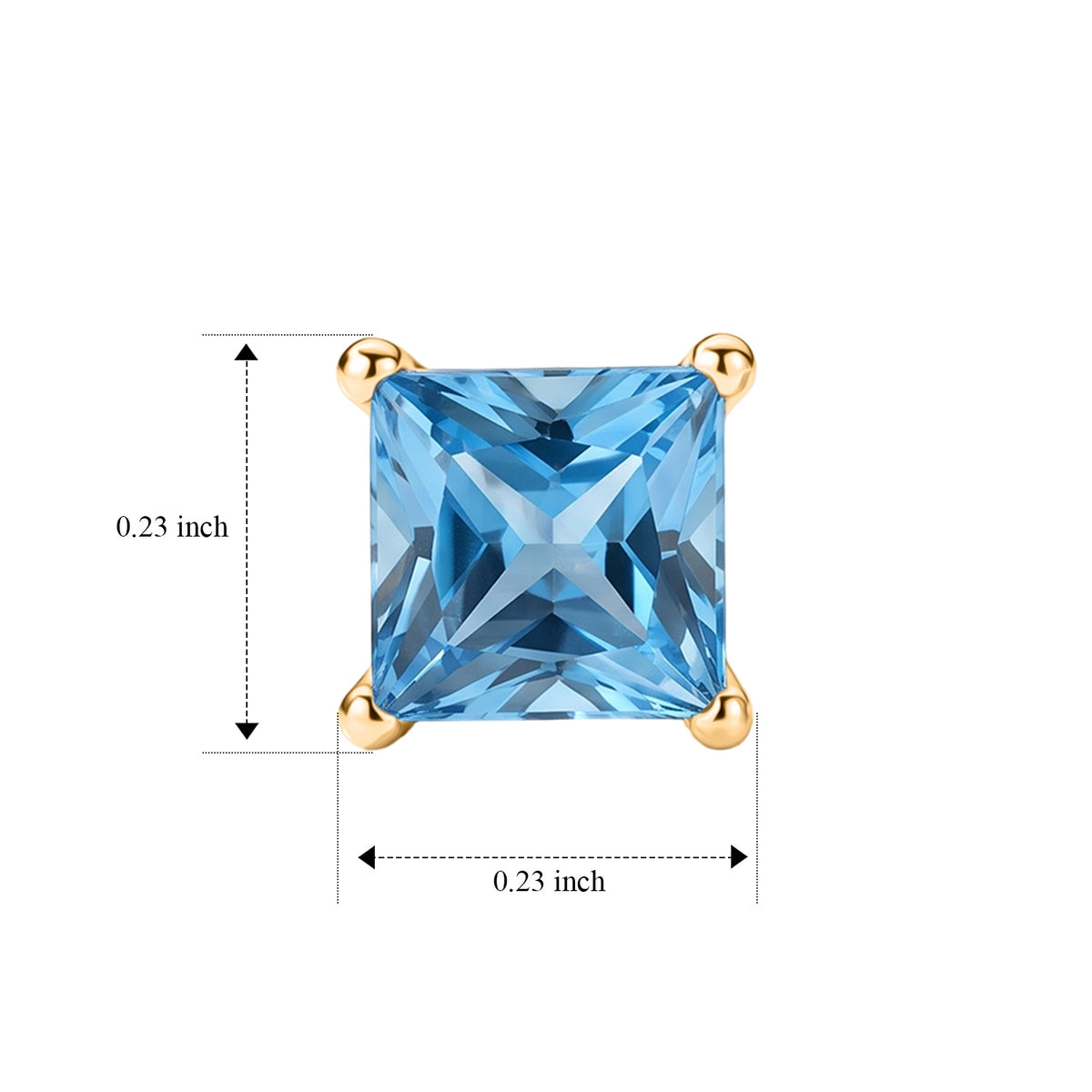 D'Joy - Swiss Blue Topaz Solitaire Stud Earring with Push Post in Yellow Gold Plated Sterling Silver 1.32 Ct. V32603985 5