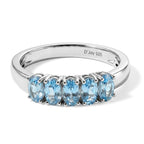 D'Joy - Swiss Blue Topaz 5 Stone Ring in Platinum Overlay Sterling Silver 1.30 Ct._8719865