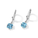D'Joy - Swiss Blue Topaz Solitaire Lever Back Earring in Platinum Overlay Sterling Silver 2.46 Ct._8719871