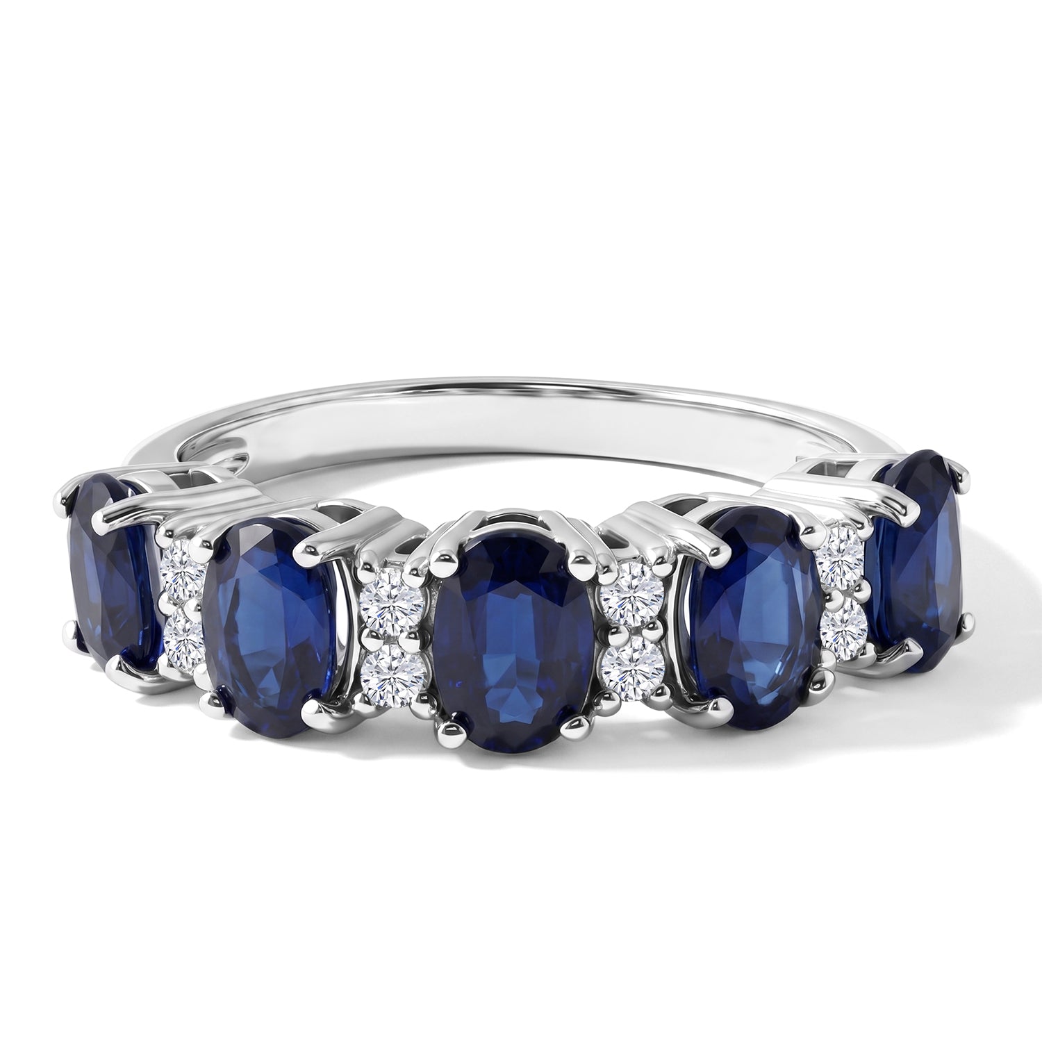 D'Joy - AAA Natural Kashmir Kyanite &amp; White Zircon Ring in Rhodium Overlay Sterling Silver 3.40 Ct. 8719896 0