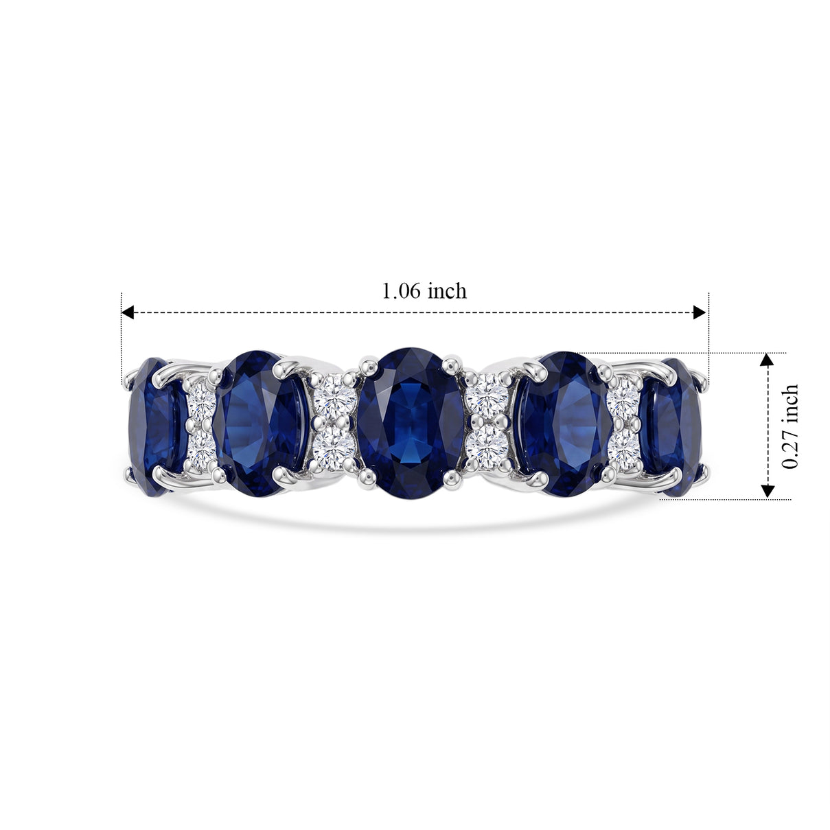 D'Joy - AAA Natural Kashmir Kyanite &amp; White Zircon Ring in Rhodium Overlay Sterling Silver 3.40 Ct. 8719896 6