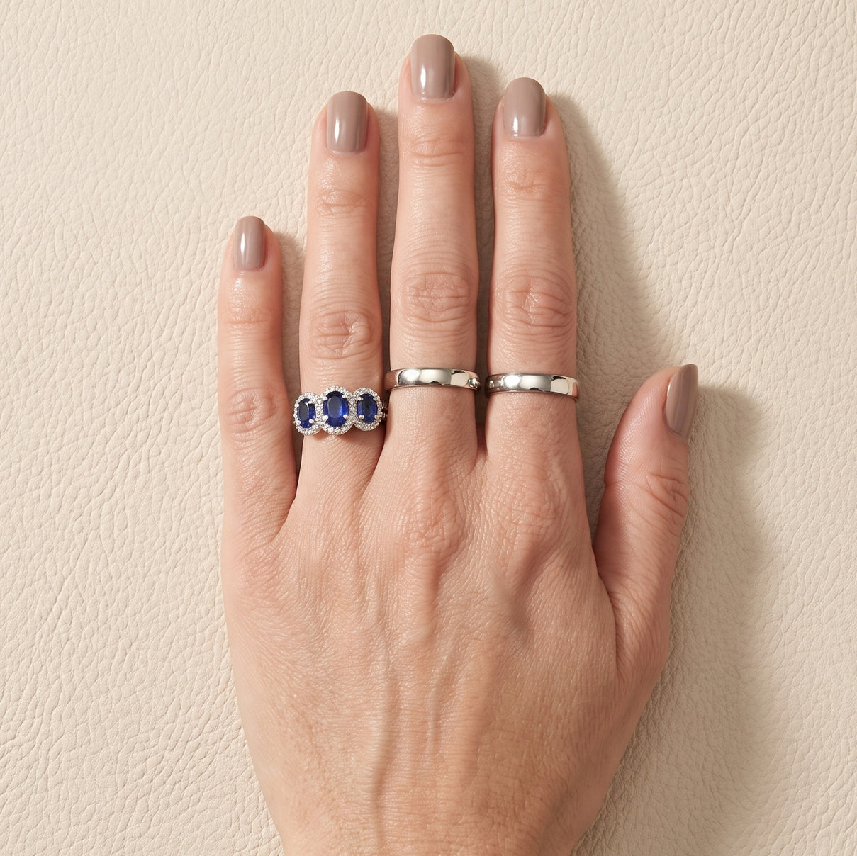 D'Joy -  AAA Natural Kashmir Kyanite &amp; White Zircon Trilogy Halo Ring in Rhodium Overlay Sterling Silver 2.44 Ct. 8719965 3