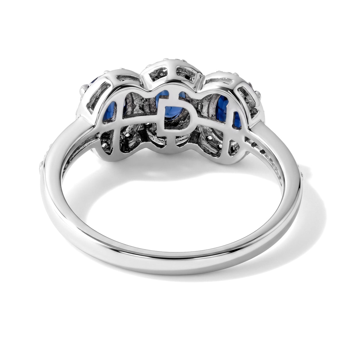 D'Joy -  AAA Natural Kashmir Kyanite &amp; White Zircon Trilogy Halo Ring in Rhodium Overlay Sterling Silver 2.44 Ct. 8719965 5