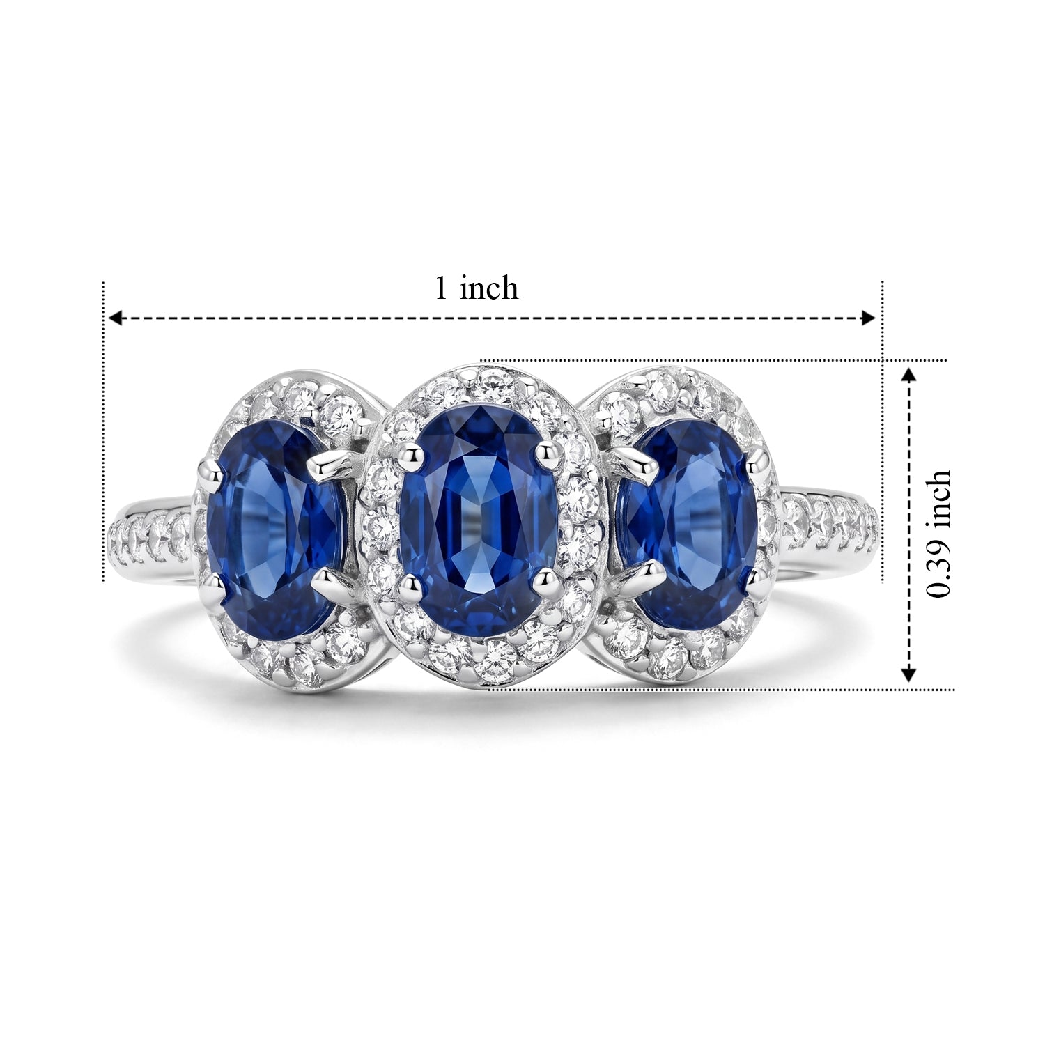 D'Joy -  AAA Natural Kashmir Kyanite &amp; White Zircon Trilogy Halo Ring in Rhodium Overlay Sterling Silver 2.44 Ct. 8719965 6