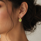 D'Joy - Peridot & White Zircon Earring with Push Post in Yellow Gold Plated Sterling Silver 1.70 Ct._8720645_1