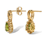D'Joy - Peridot & White Zircon Earring with Push Post in Yellow Gold Plated Sterling Silver 1.70 Ct._8720645_3