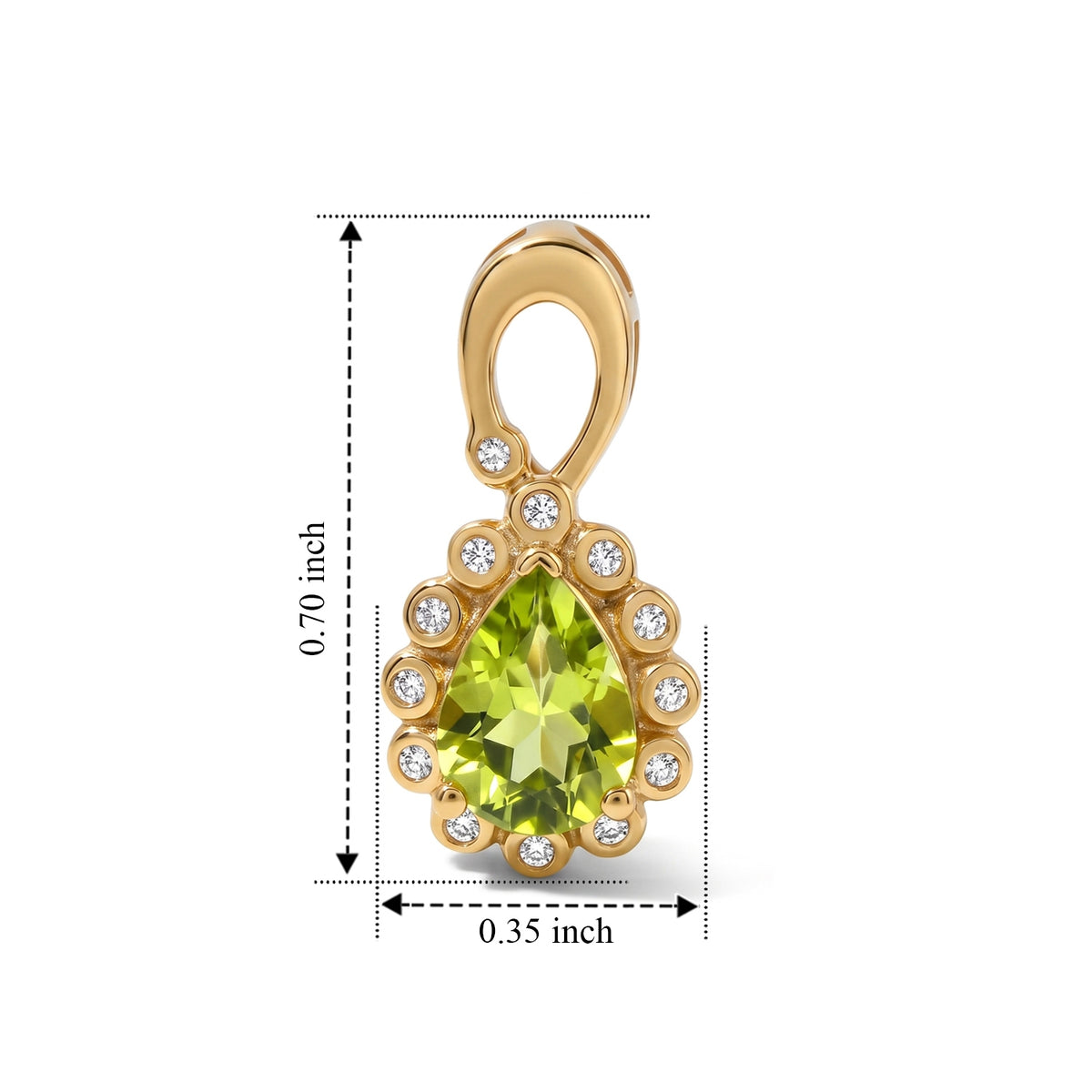 D'Joy - Natural Hebei Peridot &amp; White Zircon Drop Earring with Push Post in Yellow Gold Plated Sterling Silver 1.70 Ct. V32513704 5