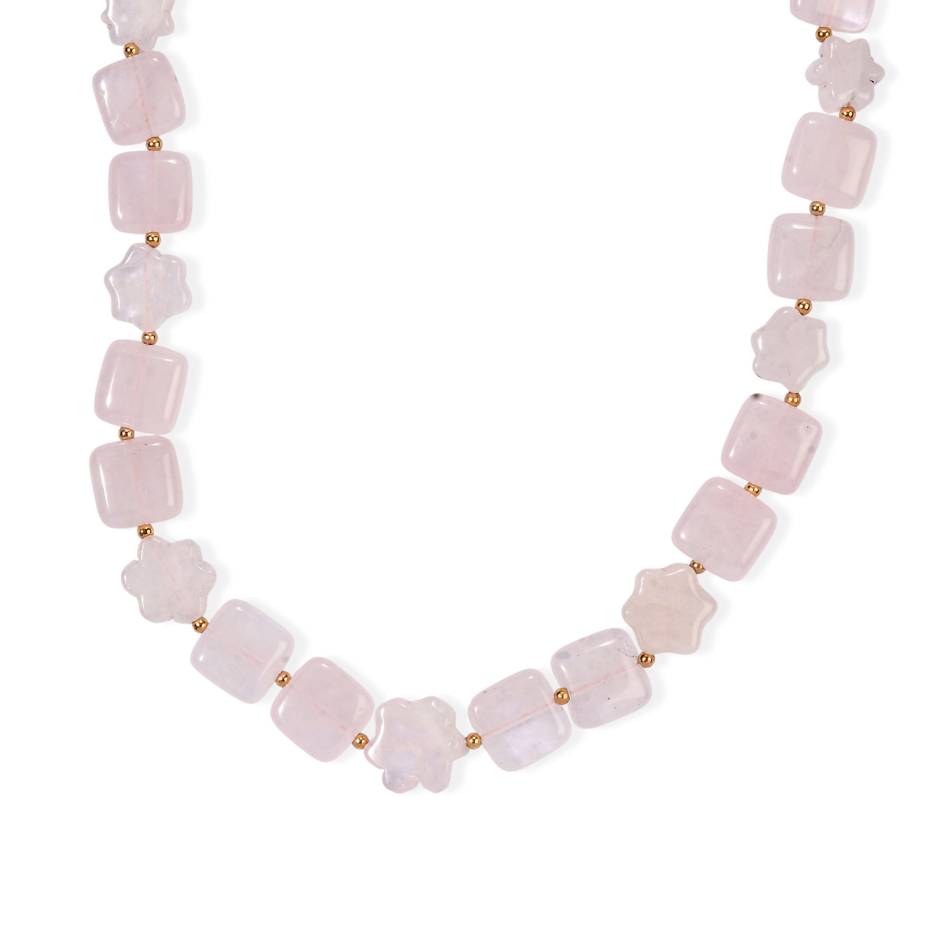 EverTrue - Rose Quartz Beads Necklace (Size - 18-2 Ext) in Yellow Gold Tone 135.00 Ct. 8721098 0