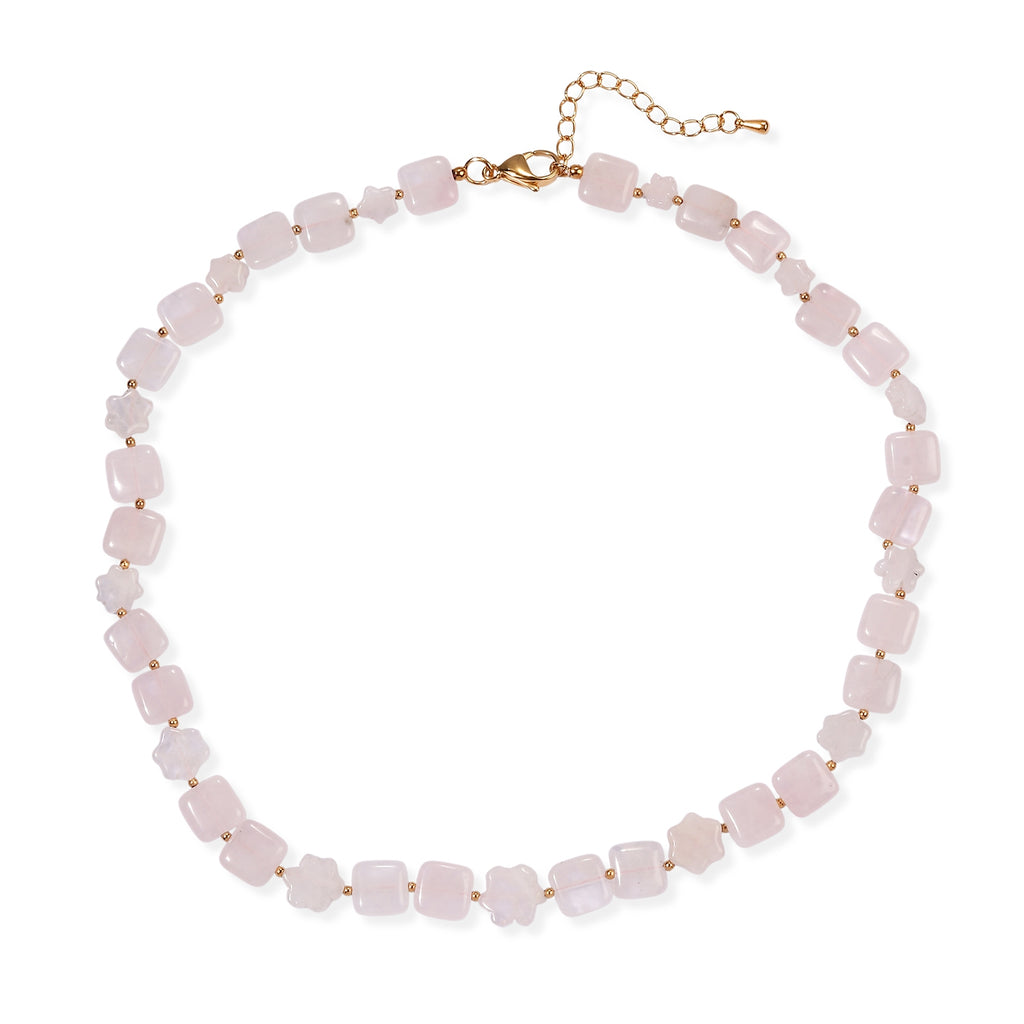 EverTrue - Rose Quartz Beads Necklace (Size - 18+2 Ext) in Yellow Gold Tone 135.00 Ct._8721098_3