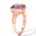 D'Joy Rose De France Amethyst, White Zircon Fancy Ring in Rose GoldSterling Silver  3.176  Ct._8721327_2