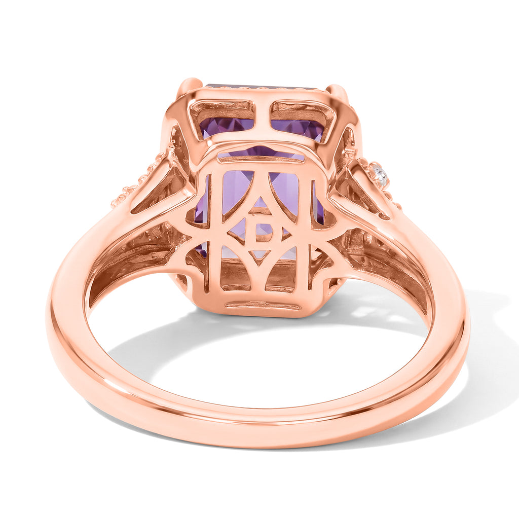 D'Joy Rose De France Amethyst, White Zircon Fancy Ring in Rose GoldSterling Silver  3.176  Ct._8721327_3