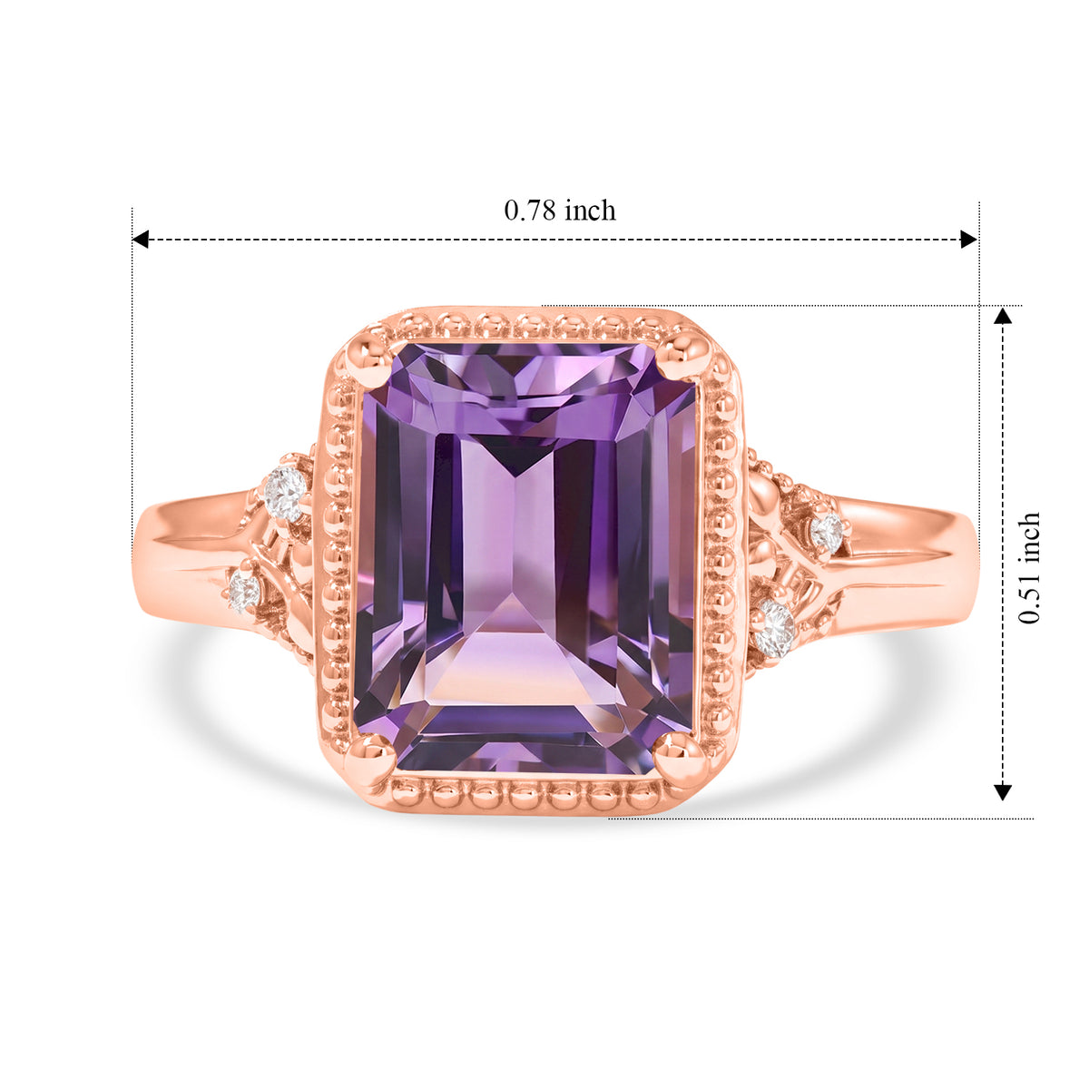 D'Joy Rose De France Amethyst, White Zircon Fancy Ring in Rose GoldSterling Silver  3.176  Ct. 8721327 4