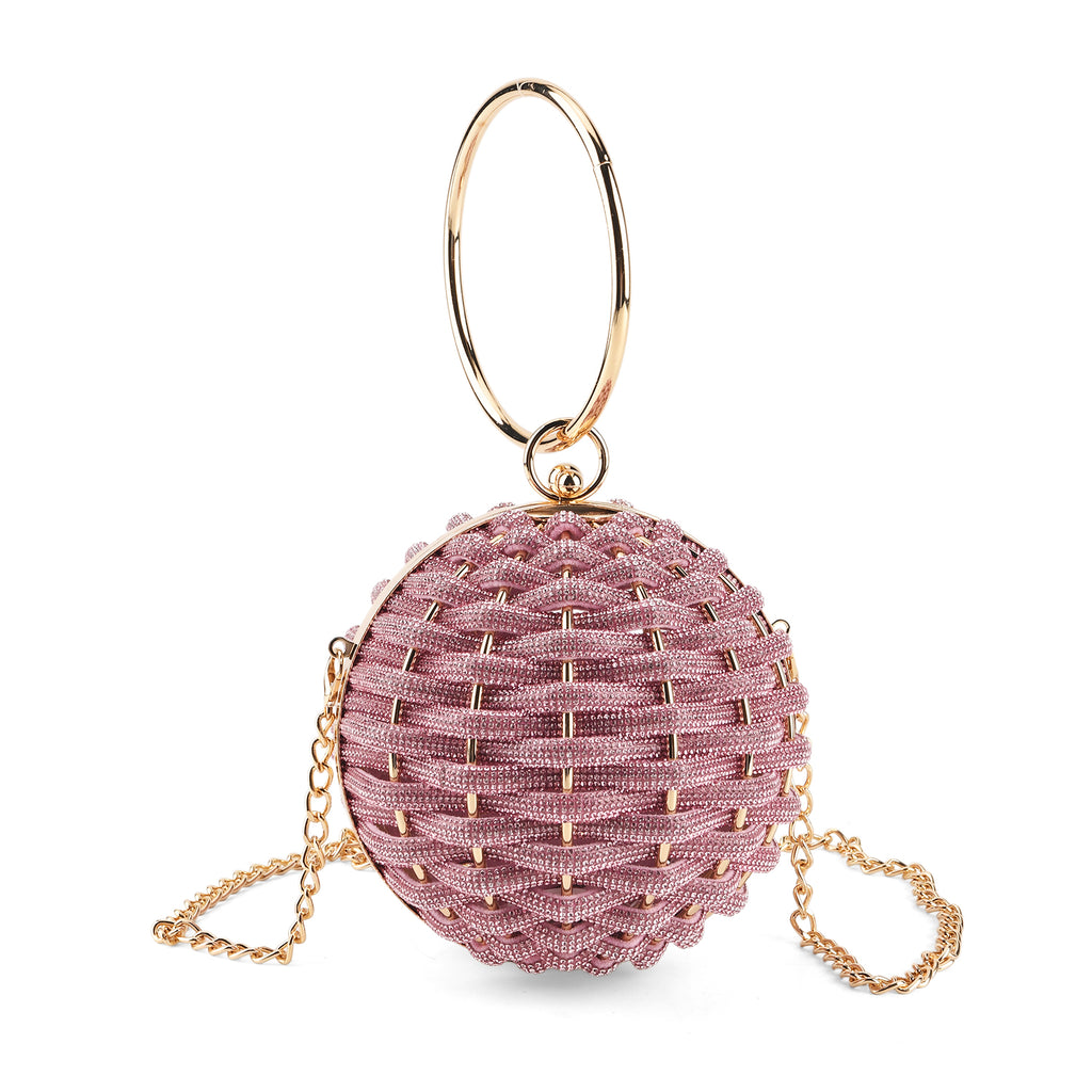 Crystal Patterned Clutch (Size 13x13x1 cm) - Pink_8721432