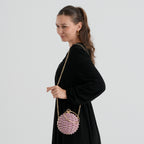 Crystal Patterned Clutch (Size 13x13x1 cm) - Pink_8721432_1