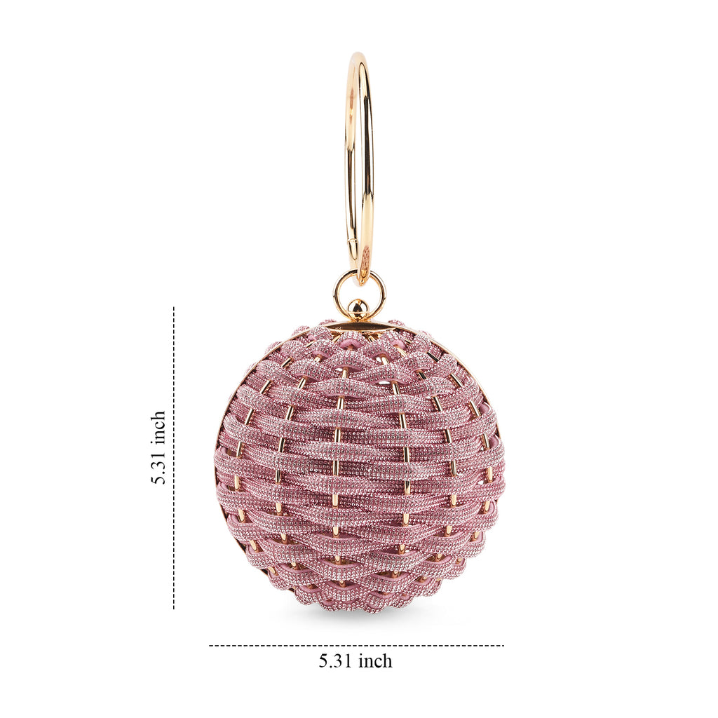 Crystal Patterned Clutch (Size 13x13x1 cm) - Pink_8721432_5