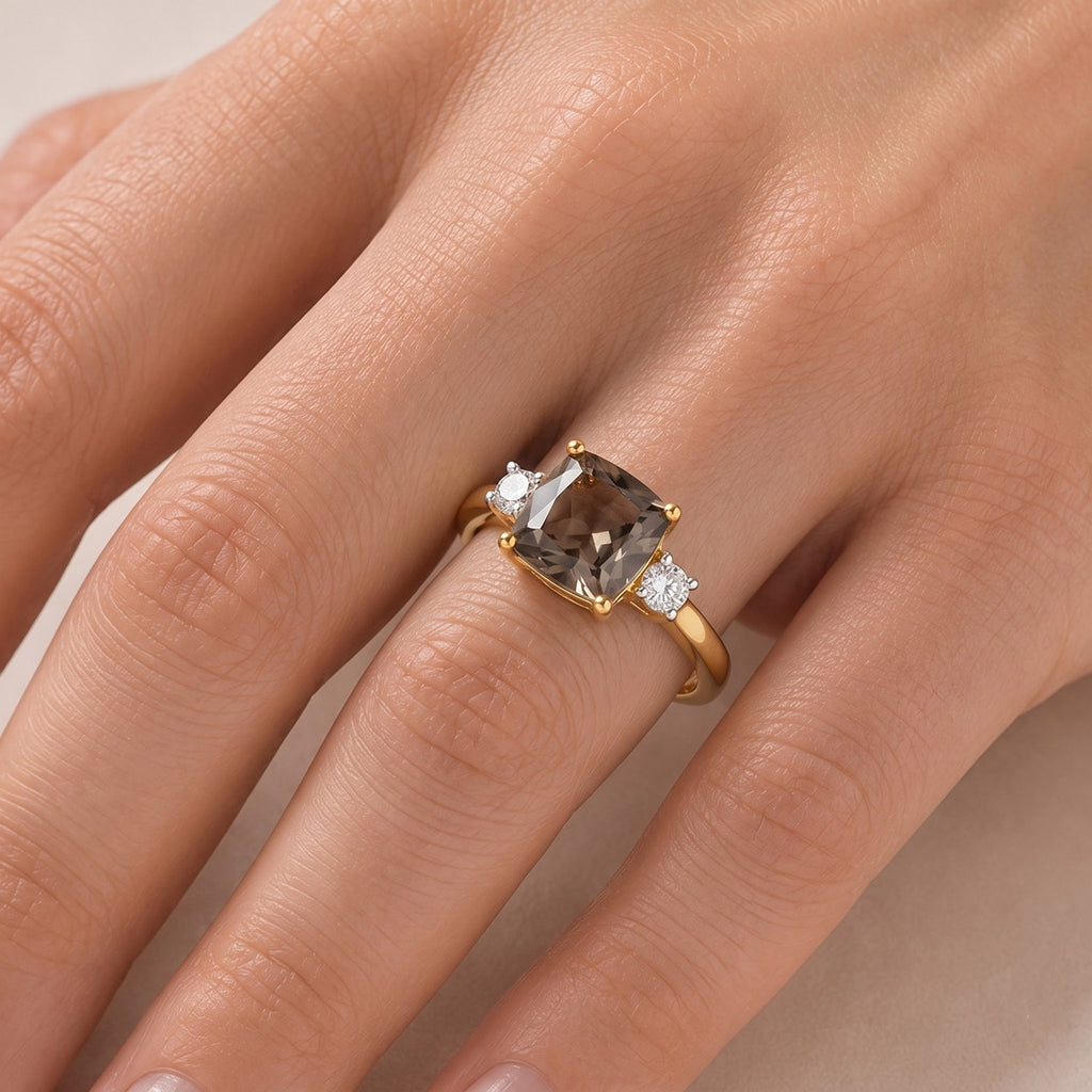 Luxuriant - AAA Turkizite & Lab Grown Diamond (SI/G-H) Ring in 18K Vermeil Yellow Gold Plated Sterling Silver 2.16 Ct._8721475_1