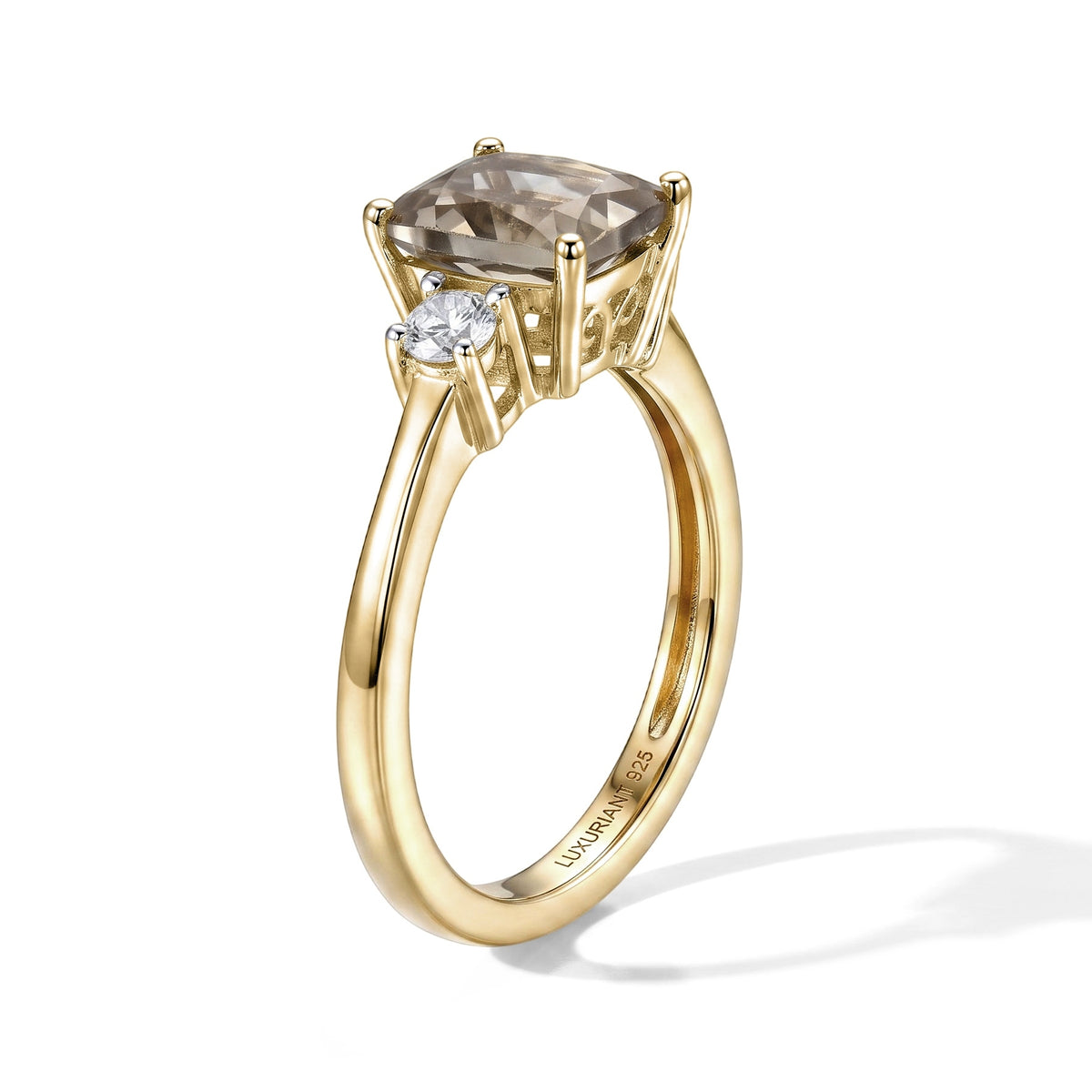 AAA Turkizite &amp; Lab Grown Diamond (SI/G-H) Trilogy Ring in 18K Vermeil Yellow Gold Plated Sterling Silver 2.16 Ct. 8721475 4