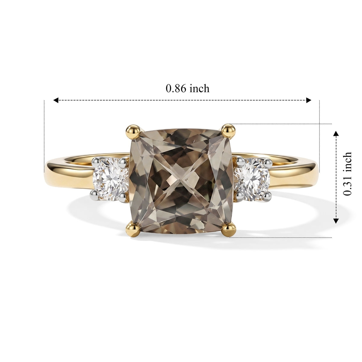 AAA Turkizite &amp; Lab Grown Diamond (SI/G-H) Trilogy Ring in 18K Vermeil Yellow Gold Plated Sterling Silver 2.16 Ct. 8721475 6
