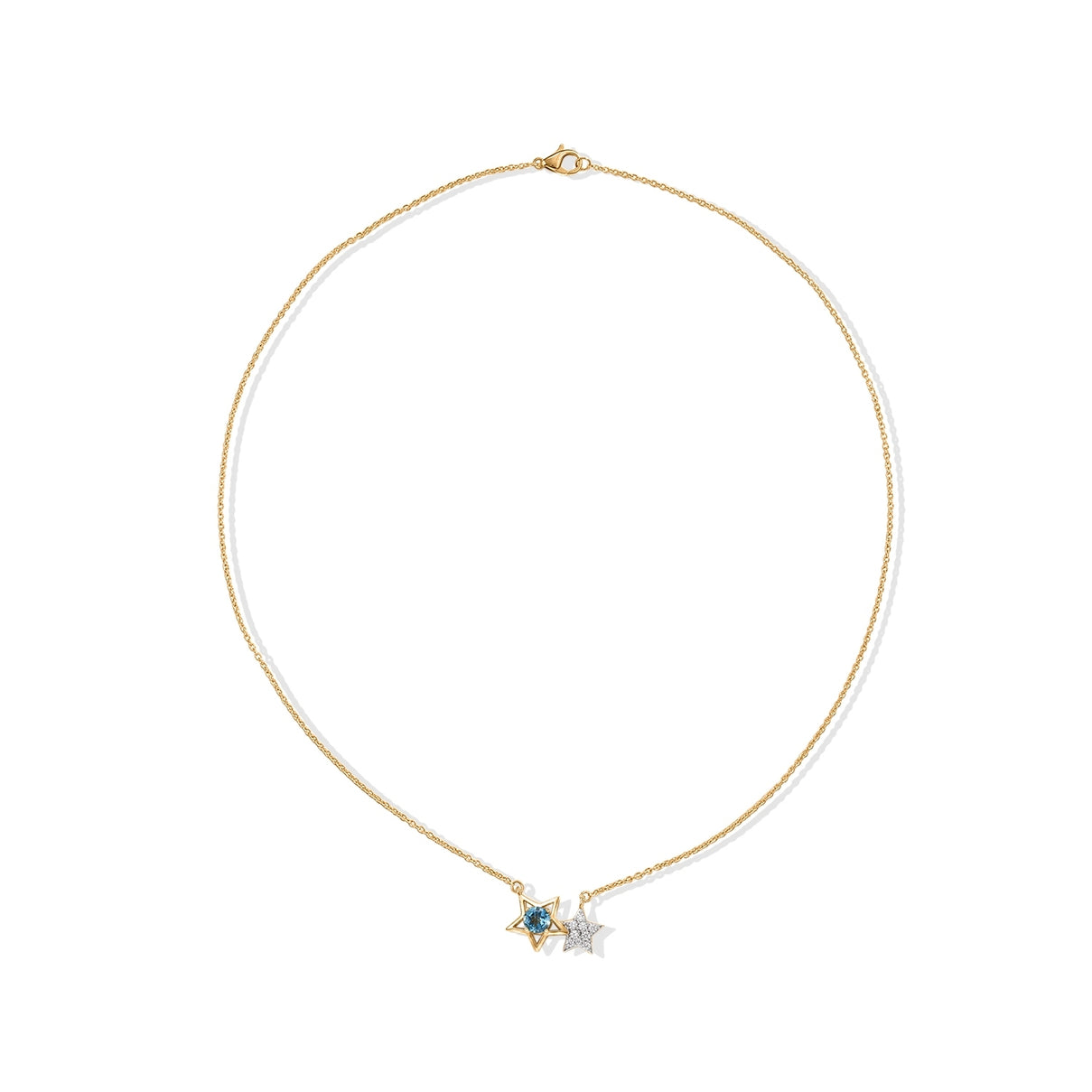 D'Joy - White Zircon Twin Star Necklace (Size - 20) in Yellow Gold Plated Sterling Silver 1.45 Ct. 8721725 4