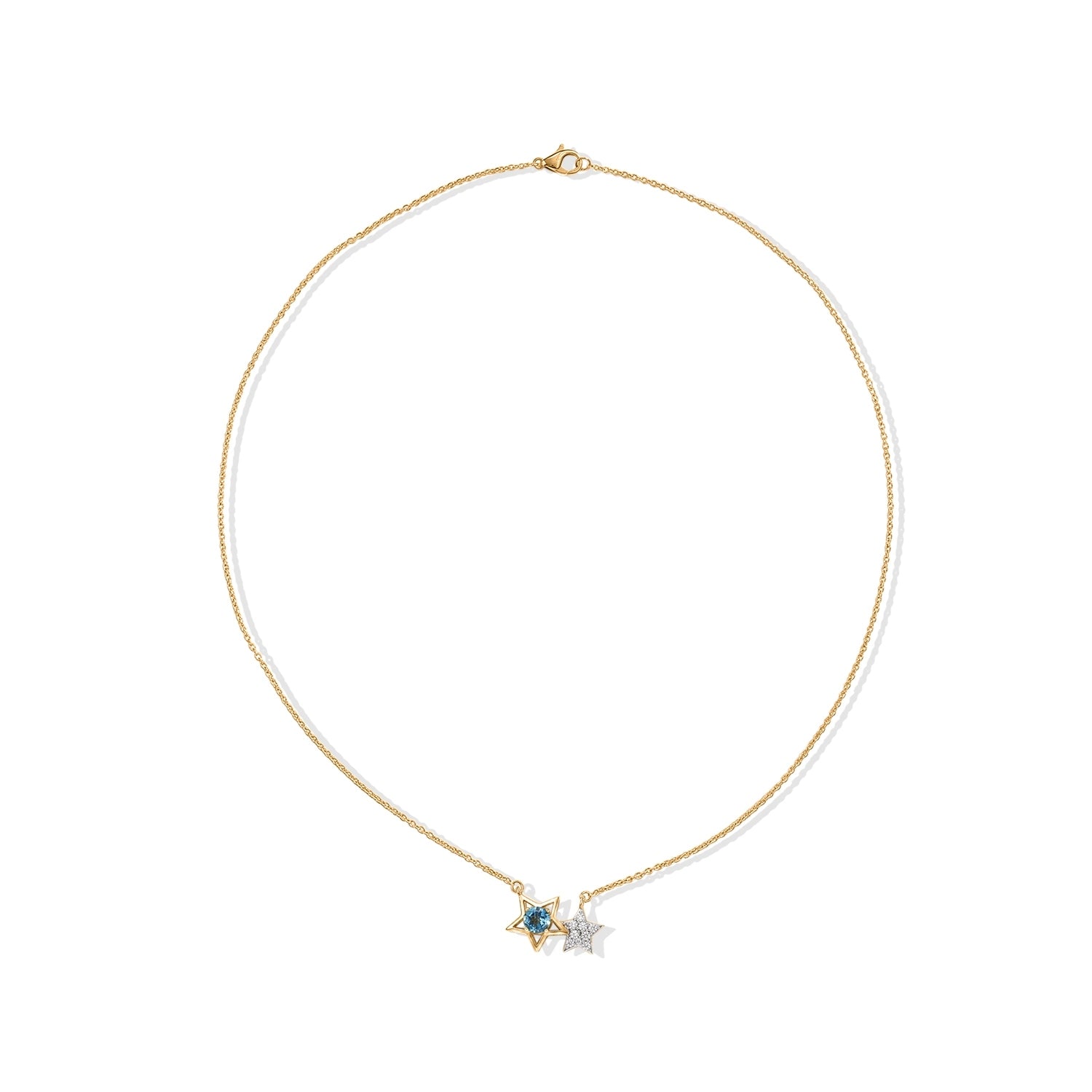 D'Joy - White Zircon Twin Star Necklace (Size - 20) in Yellow Gold Plated Sterling Silver 1.45 Ct. 8721725 4