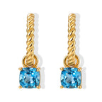 D'Joy - Swiss Blue Topaz Solitaire Hoop Earring in Yellow Gold Plated Sterling Silver 2.20 Ct._8721726