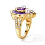 EverTrue African Amethyst, Fresh Water Pearl, White Zircon Fancy Ring Pure Yellow Brass  2.283  Ct._8721748_3