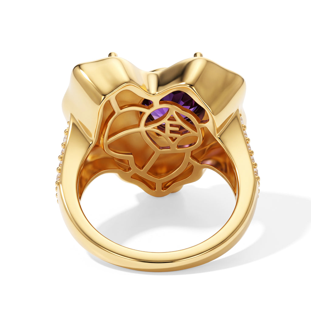 EverTrue African Amethyst, Fresh Water Pearl, White Zircon Fancy Ring Pure Yellow Brass  2.283  Ct._8721748_4