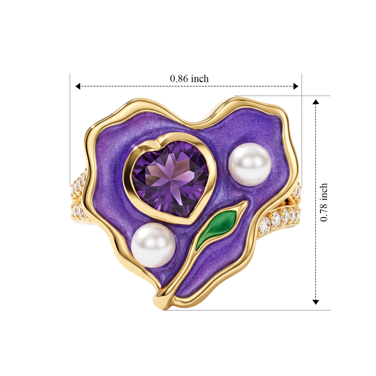 EverTrue African Amethyst, Fresh Water Pearl, White Zircon Fancy Ring Pure Yellow Brass  2.283  Ct. 8721748 5