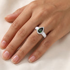 D'Joy - Natural Chrome Diopside, White Jade & White Zircon Halo Ring in Rhodium Overlay Sterling Silver 14.00 Ct._8721812_1