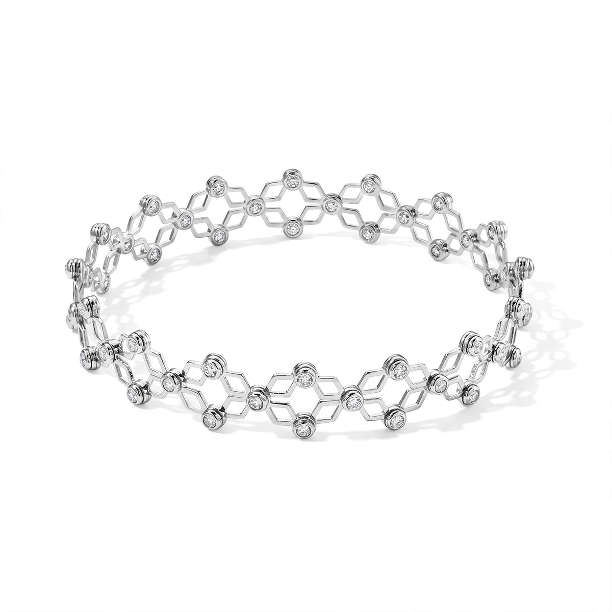 D'Joy - Moissanite 2 in 1 Adjustable Concertina Ring/Bangle in Rhodium Overlay Silver Wt. 10.70 Gms 8723479 5